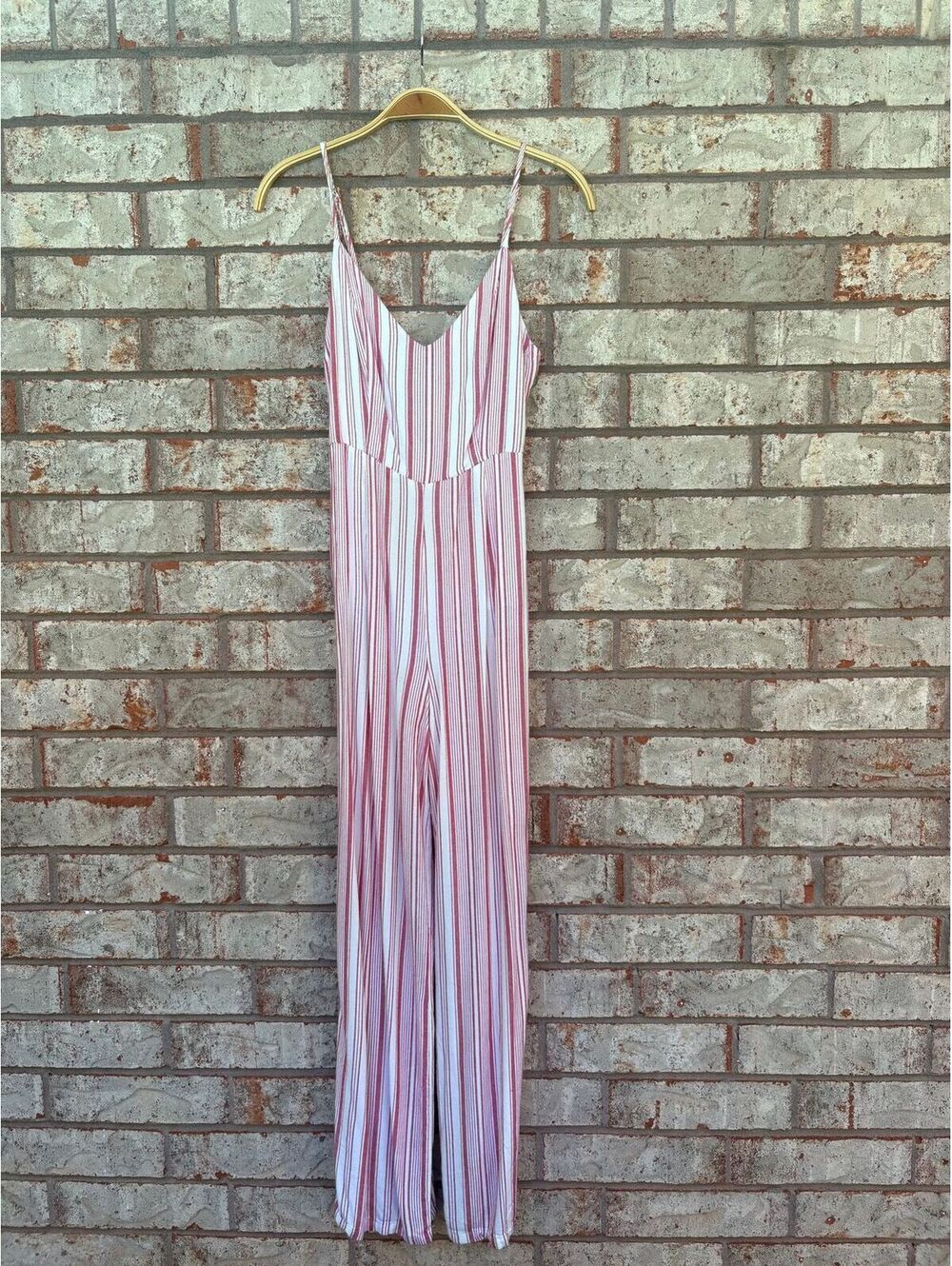 Madeline & Monroe Pink/White Stripe Jumpsuit Size S
